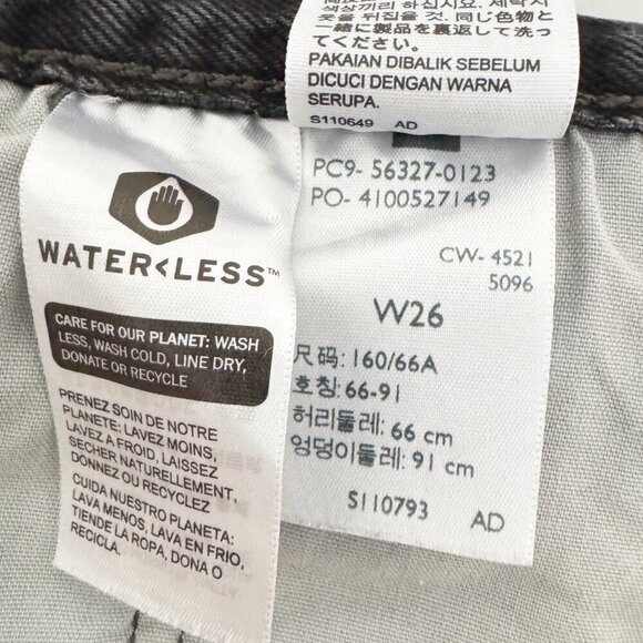 Levi’s 501 Button Fly High Rise Dark Wash Distressed Jean Shorts Black Size 26 - Picture 9 of 11